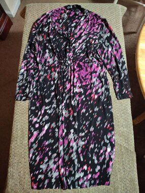 New York Stretch Dress Size XL Black Rouched Front Business Career